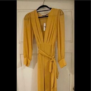Forever 21 sheer woven dress - mustard color